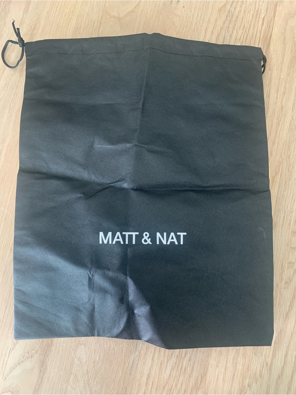Matt & Nat Black Drawstring Dust Bag with White Logo